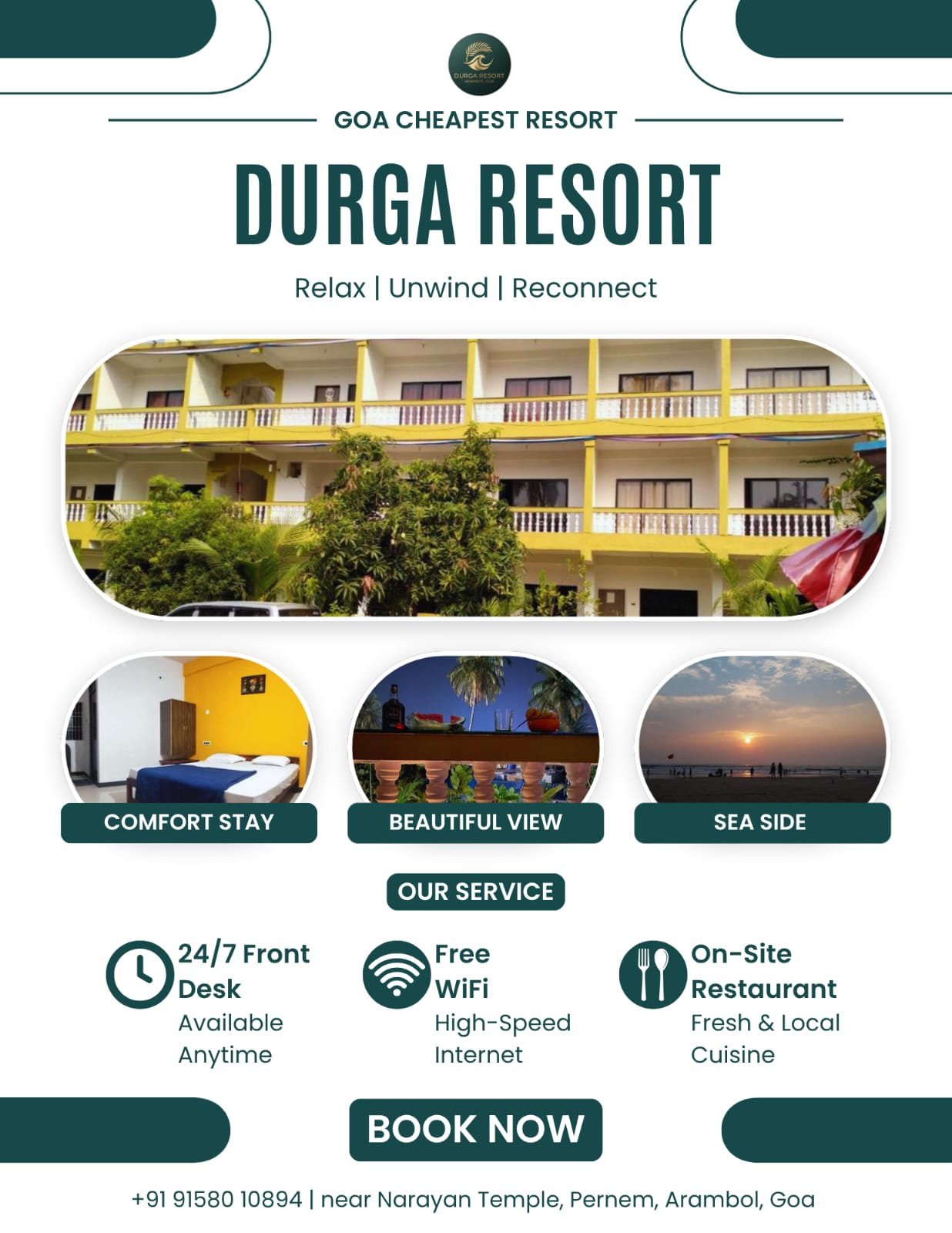 Durga Resort Arambol promotional flyer two